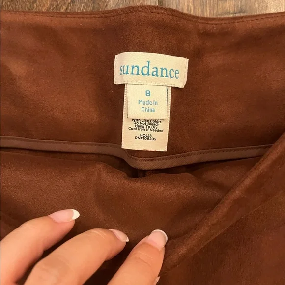 Sundance Luxe Dream Soft Faux Suede Leggings Pants Brown size 8 - Picture 5 of 9